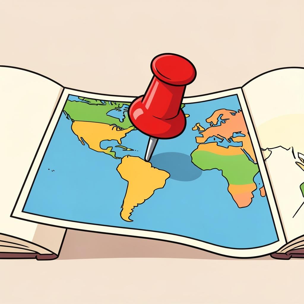 A single red pushpin marking a spot on a physical map.