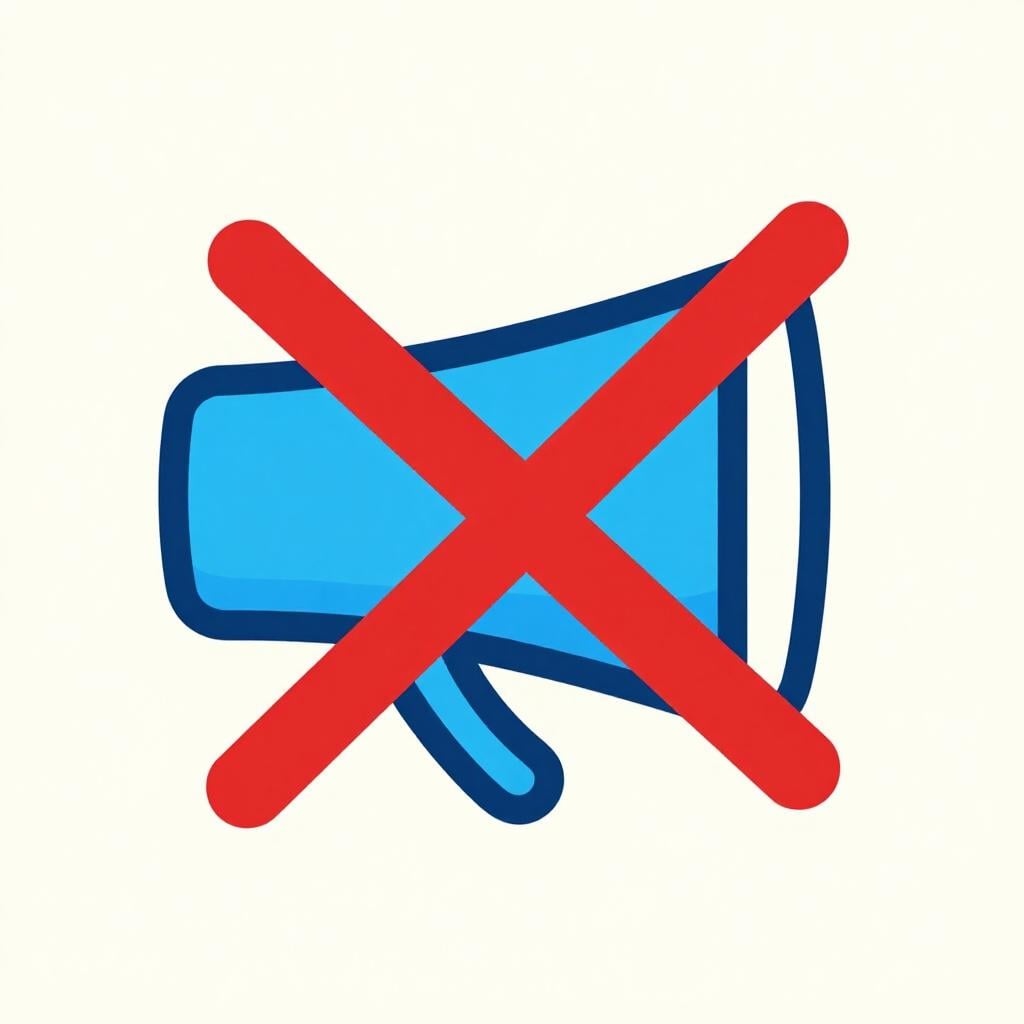 Un'illustrazione colorata di un libro di fiabe di un piccolo altoparlante luminoso con una grande linea rossa attraverso di esso, fluttuante nell'aria.