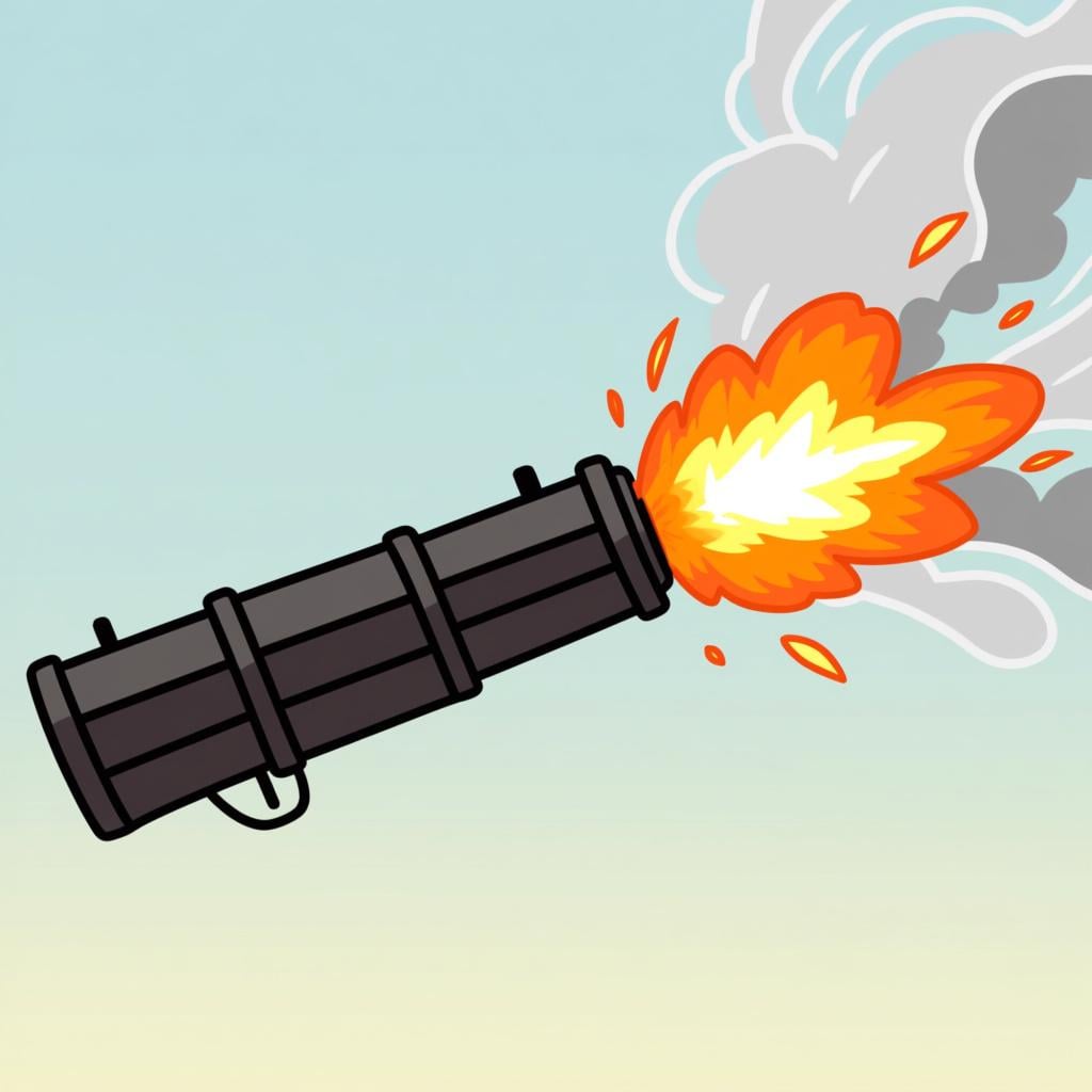 A close-up of a rifle barrel emitting a bright, orange muzzle flash and a cloud of smoke, illustrating the command to shoot.