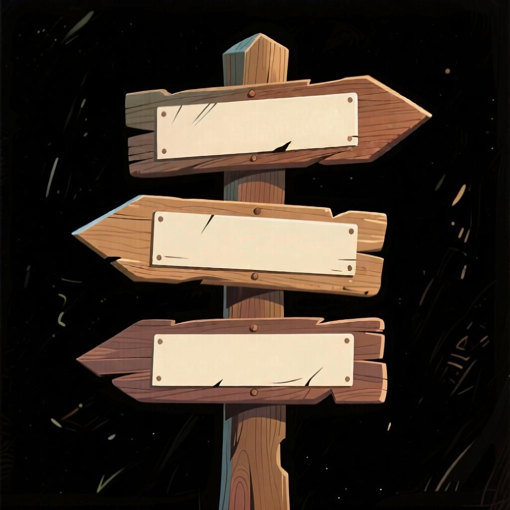 A signpost with arrows pointing in different directions, indicating what to do.