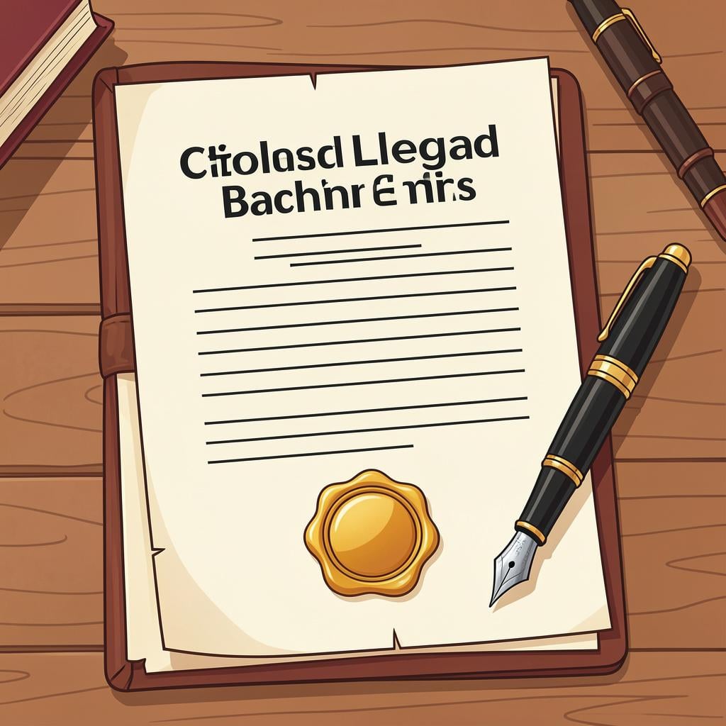 A fountain pen resting on an official-looking document with a large golden wax seal.