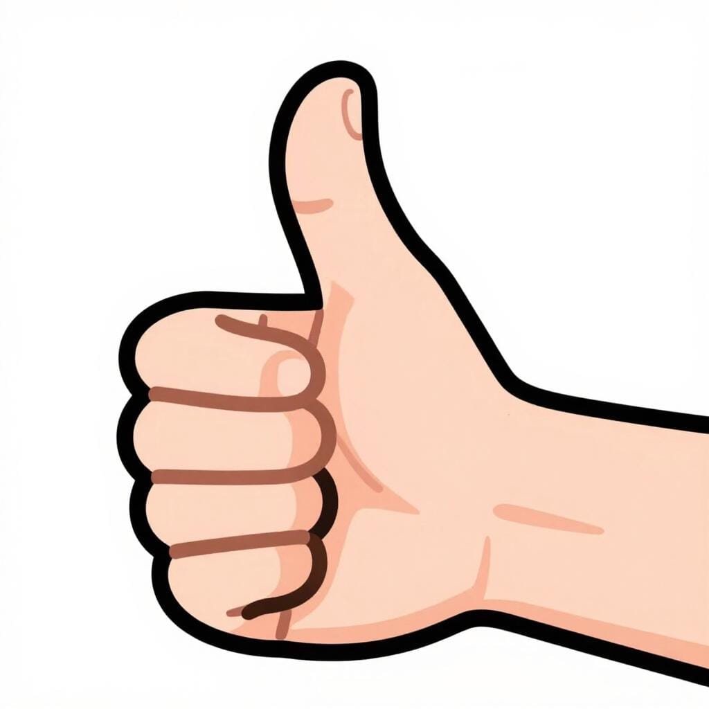 明るい笑顔で力強くサムズアップする人。アイデアの支持を表しています。