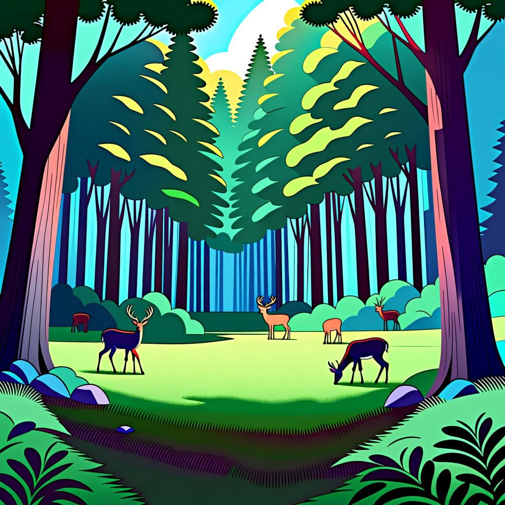 A sunny clearing in a forest, representing 'un claro' as a noun.