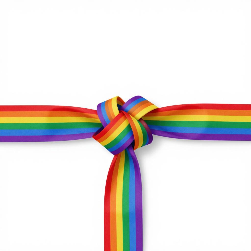 Ein Gemälde eines geraden, bunten Weges, der zu einem verworrenen, unordentlichen Knoten gebogen wurde.