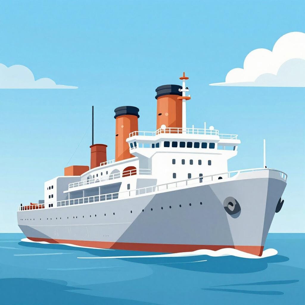 A large, majestic ocean liner sailing on the deep blue sea.