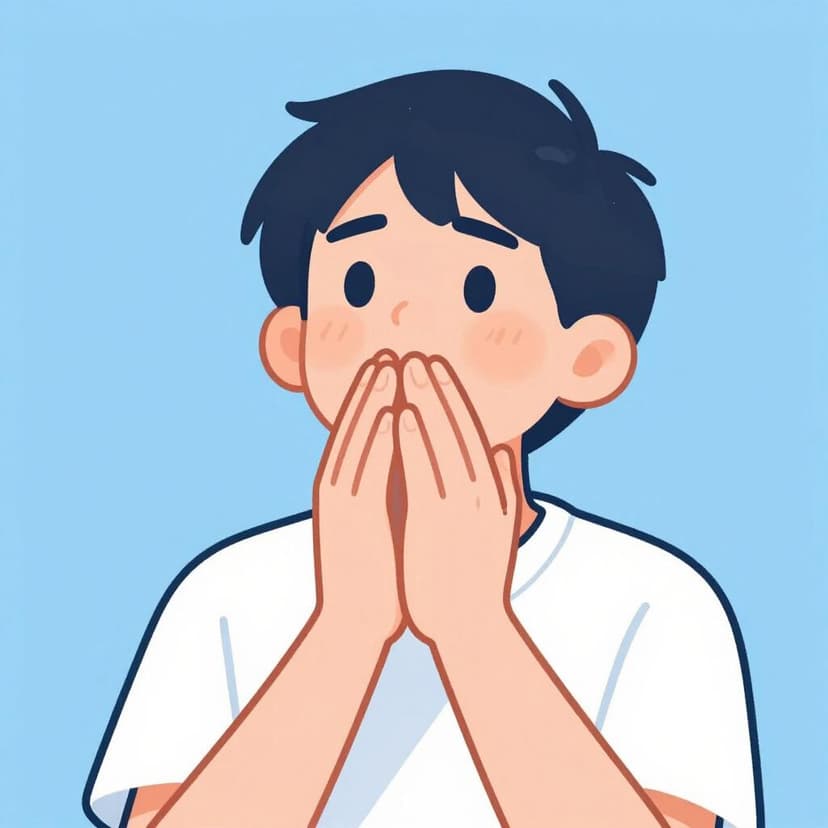 A person with their hands clasped together in a pleading gesture, looking up with a hopeful and emotional expression.