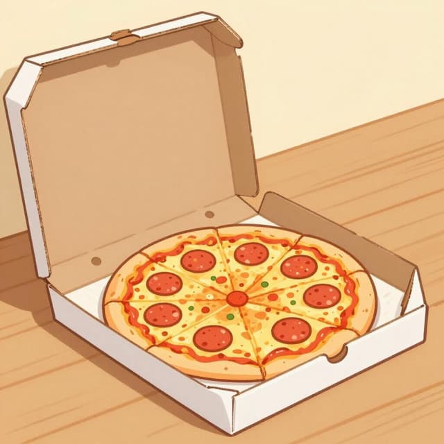 Une part de pizza solitaire dans une boîte en carton ouverte sur une table en bois.