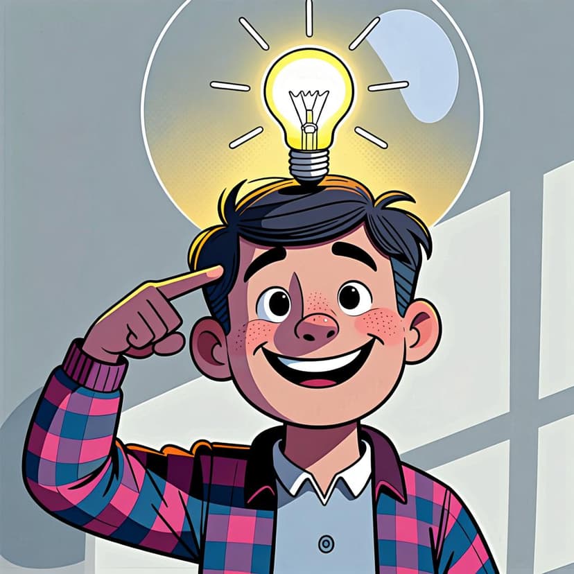 A person with a glowing lightbulb above their head, symbolizing having knowledge or an idea.
