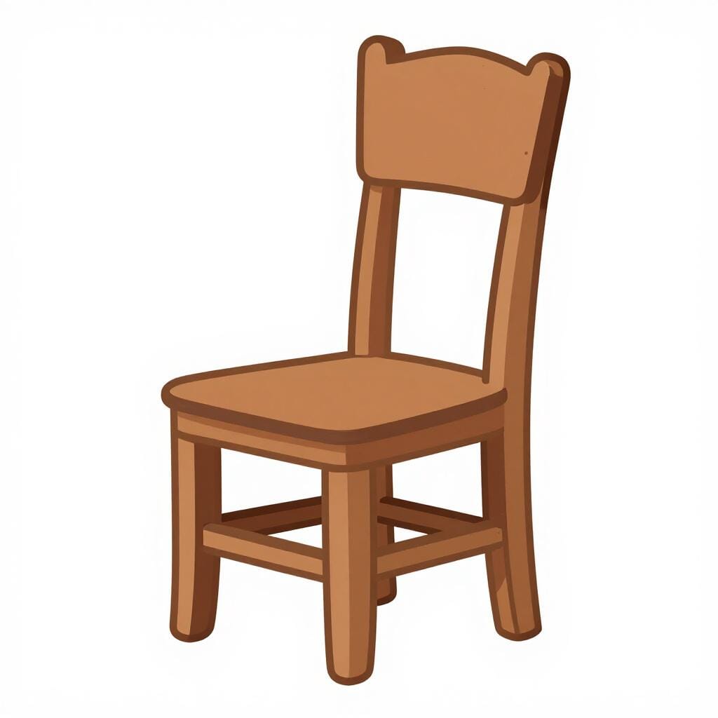 A close-up of a wooden chair focusing on its sturdy vertical backrest.