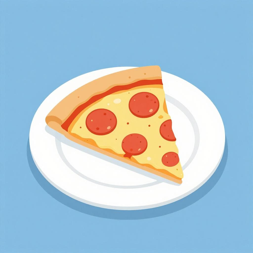 A single slice of pepperoni pizza on a plain white plate.