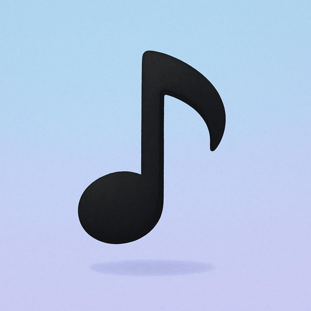 A single black musical quarter note symbol floating in the air against a simple background.