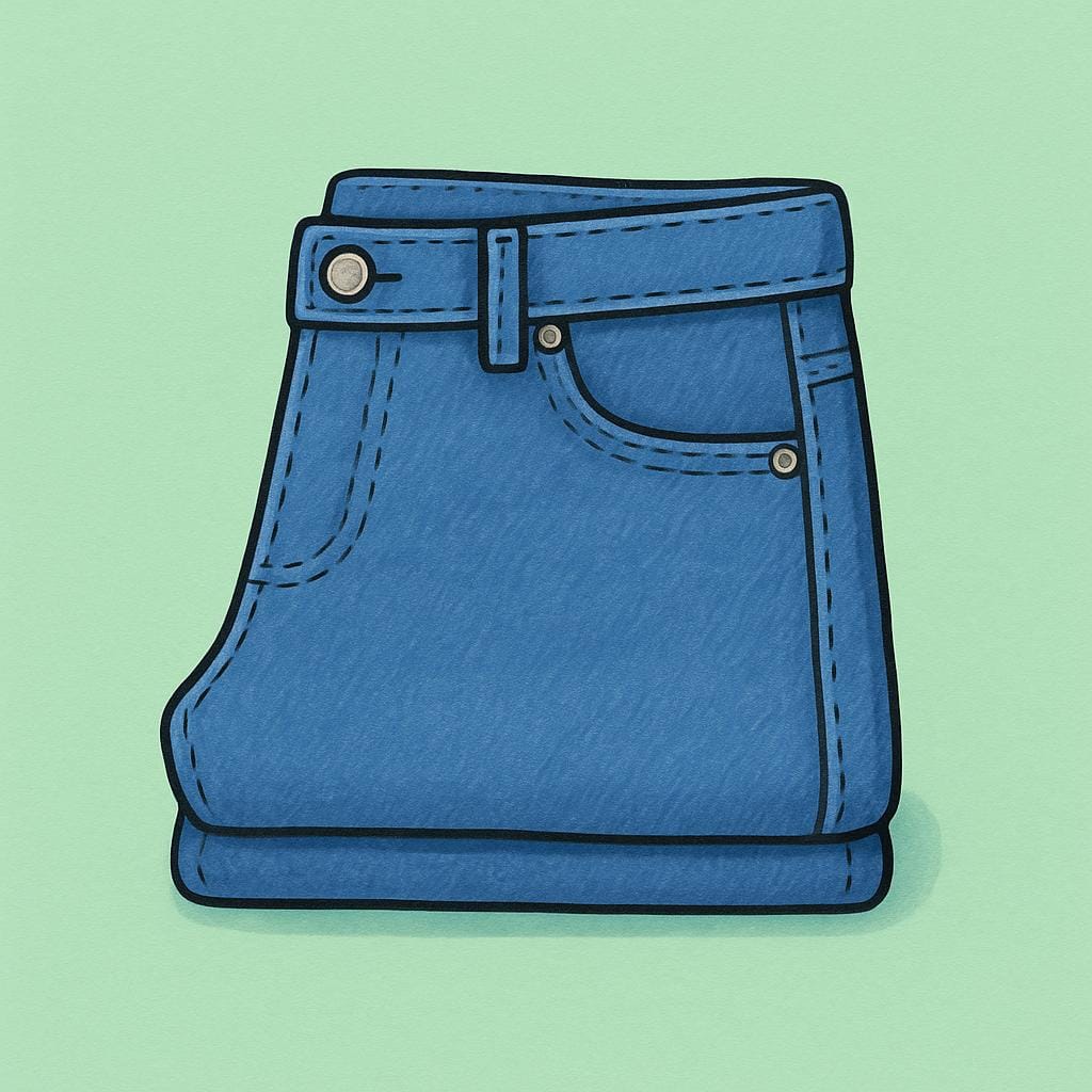 Une seule paire de jeans bleus soigneusement pliés, illustrant le concept de pantalon.