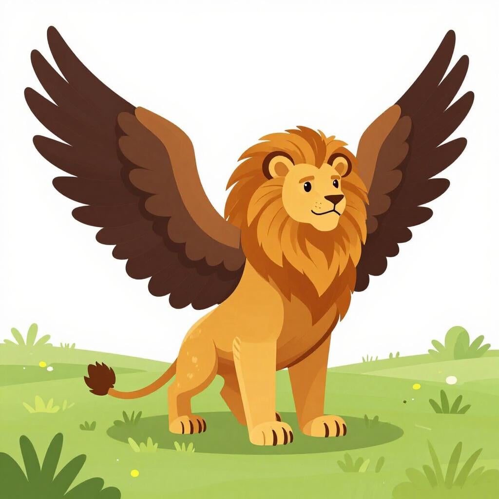 Eine Fabelwesen mit dem Körper eines Löwen und den Flügeln eines Adlers.