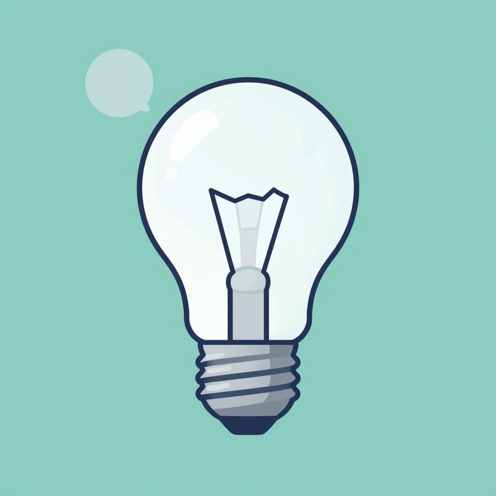 A colorful storybook illustration of a lightbulb with a broken filament inside and small grey smoke wisps to show it has stopped working.