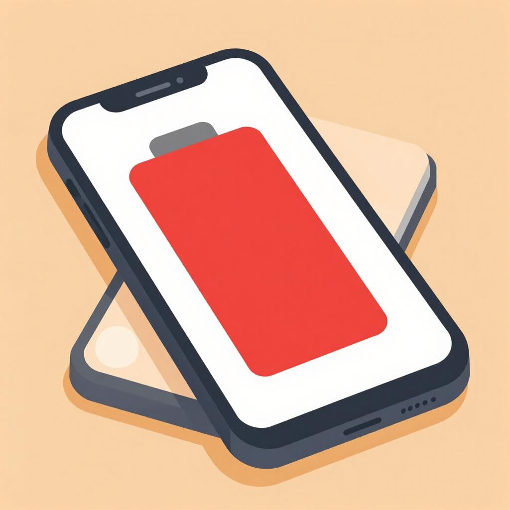 A smartphone screen showing a red empty battery symbol.