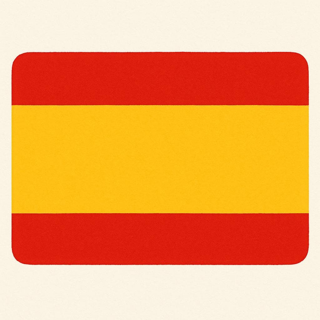 Una semplice illustrazione della bandiera spagnola, caratterizzata da tre strisce orizzontali: rossa, gialla e rossa.