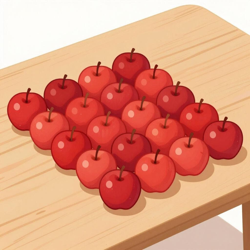 A large pile of ninety small colorful apples stacked together.