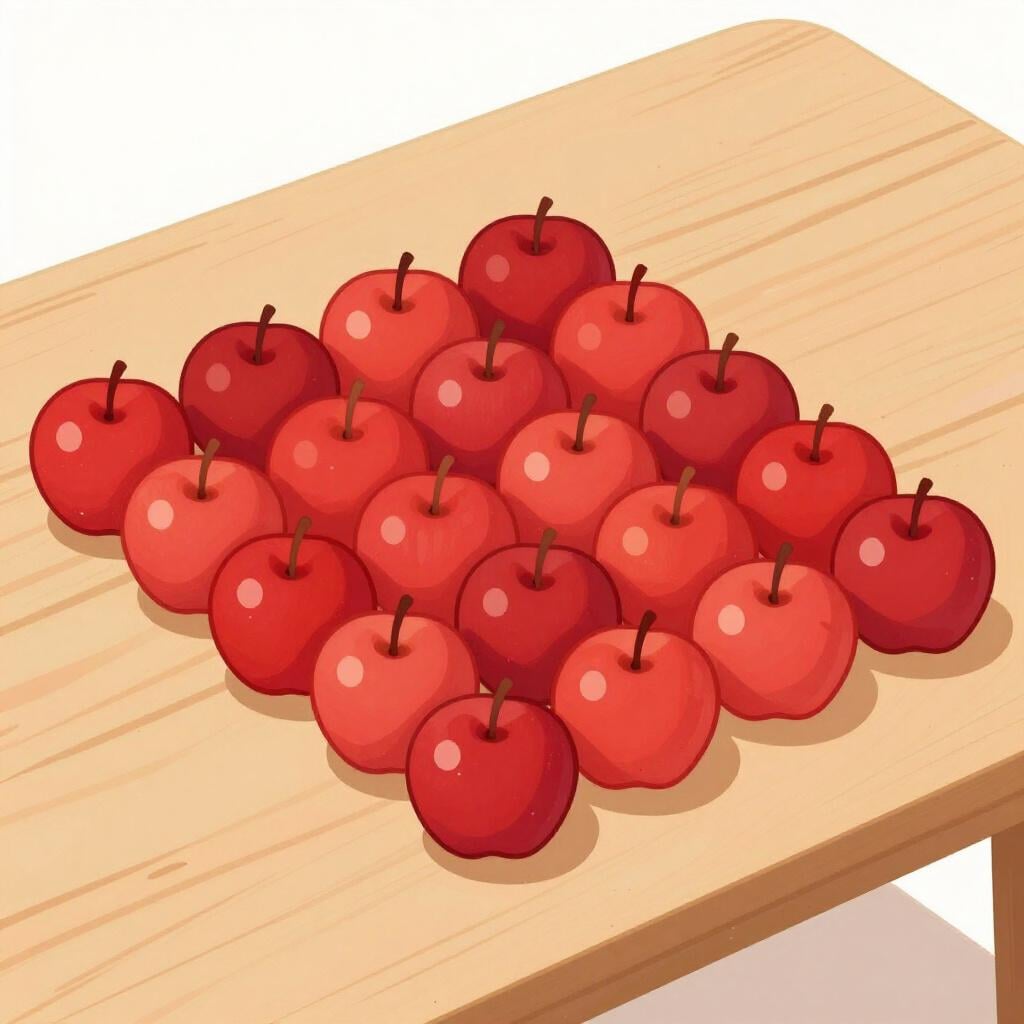 Une grande pile de quatre-vingt-dix petites pommes colorées empilées.