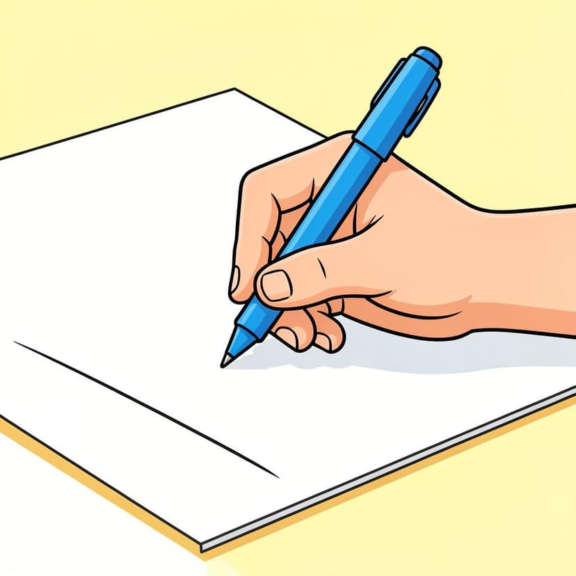 Una mano di persona che tiene una penna e scrive su un foglio di carta.