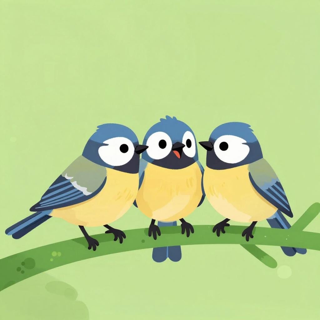 A group of colorful birds perched on a branch, chirping at each other to share news.