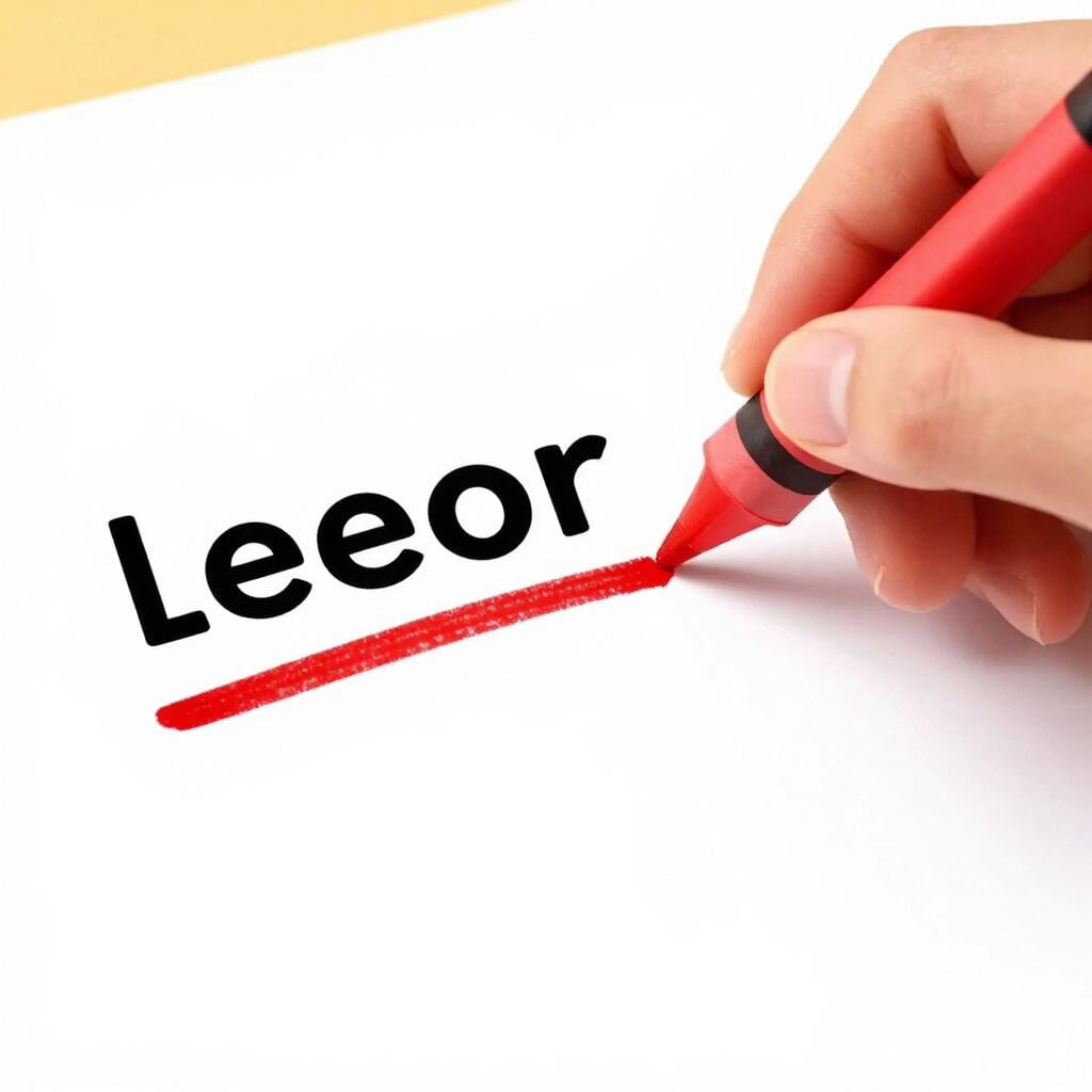 Een dikke rode lijn getrokken over een enkel geschreven woord op een stuk wit papier.