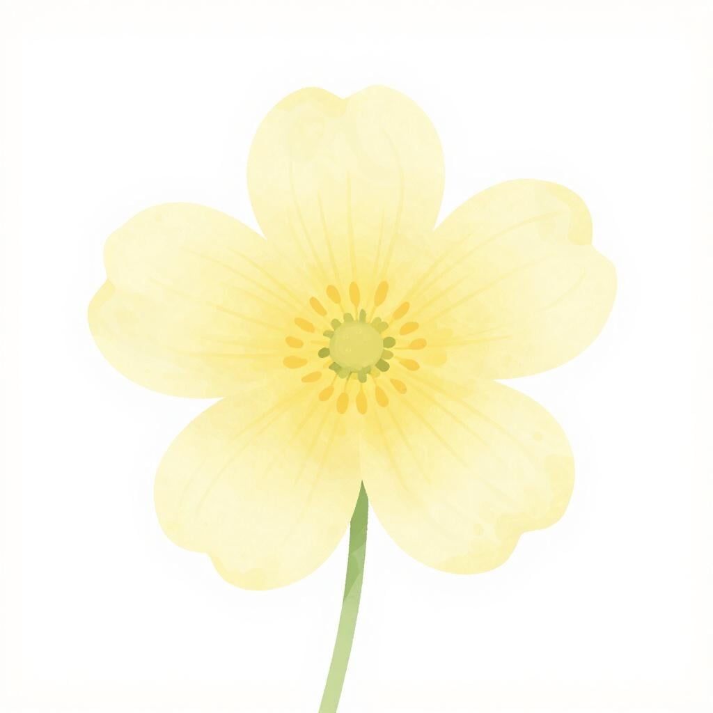 A soft, light yellow flower in a field.