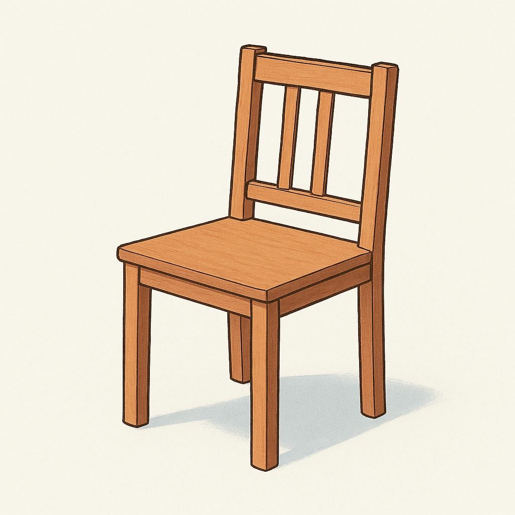 A single, elegantly designed wooden chair with clean, straight lines and no excessive ornamentation, placed against a solid, light background.