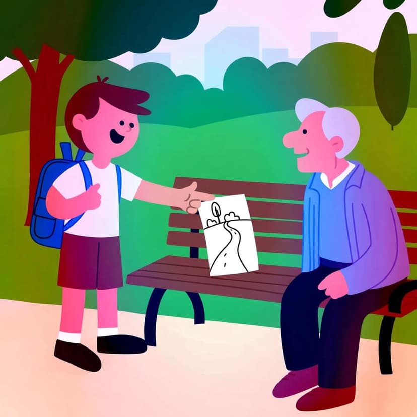 A person (tourist) pointing at a map and speaking directly to another person (local), illustrating the action of asking for information.