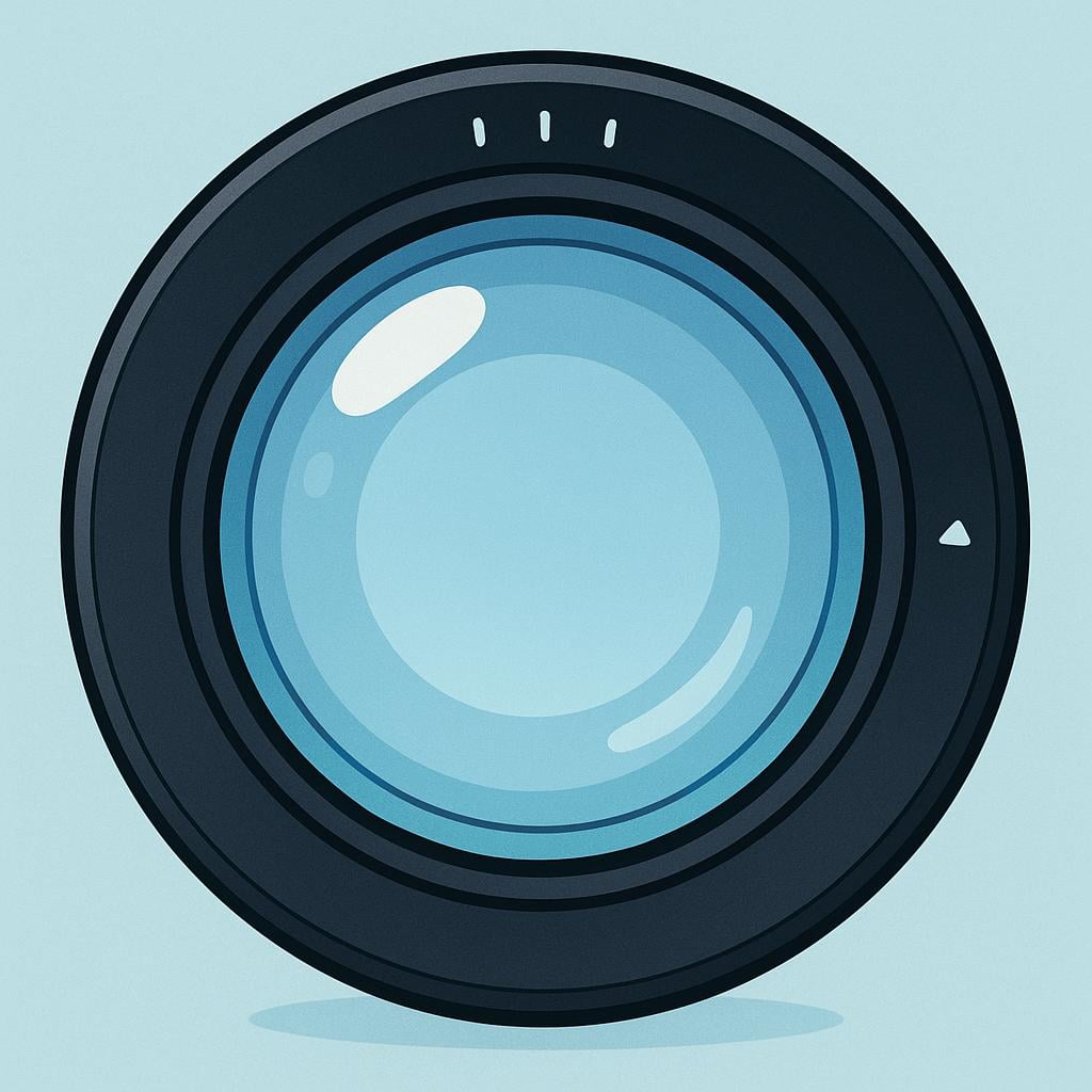 A detailed but simplified illustration of the glass lens element of a camera.