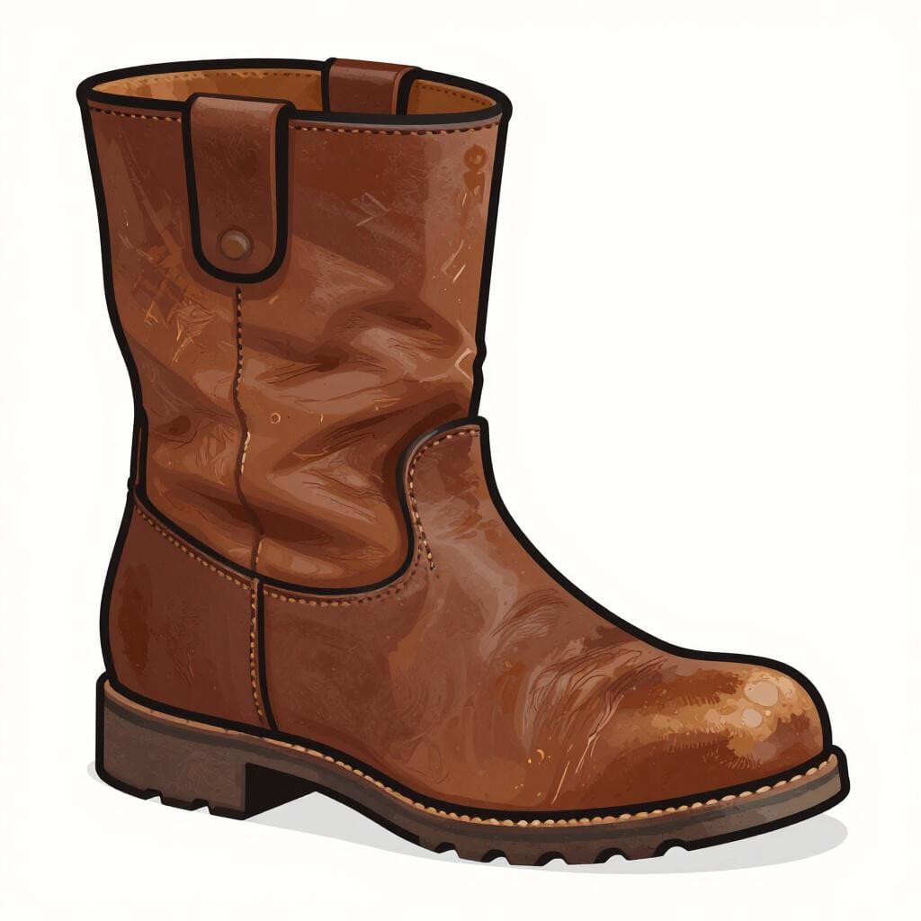 Uno stivale di cuoio marrone, vecchio e rugoso.