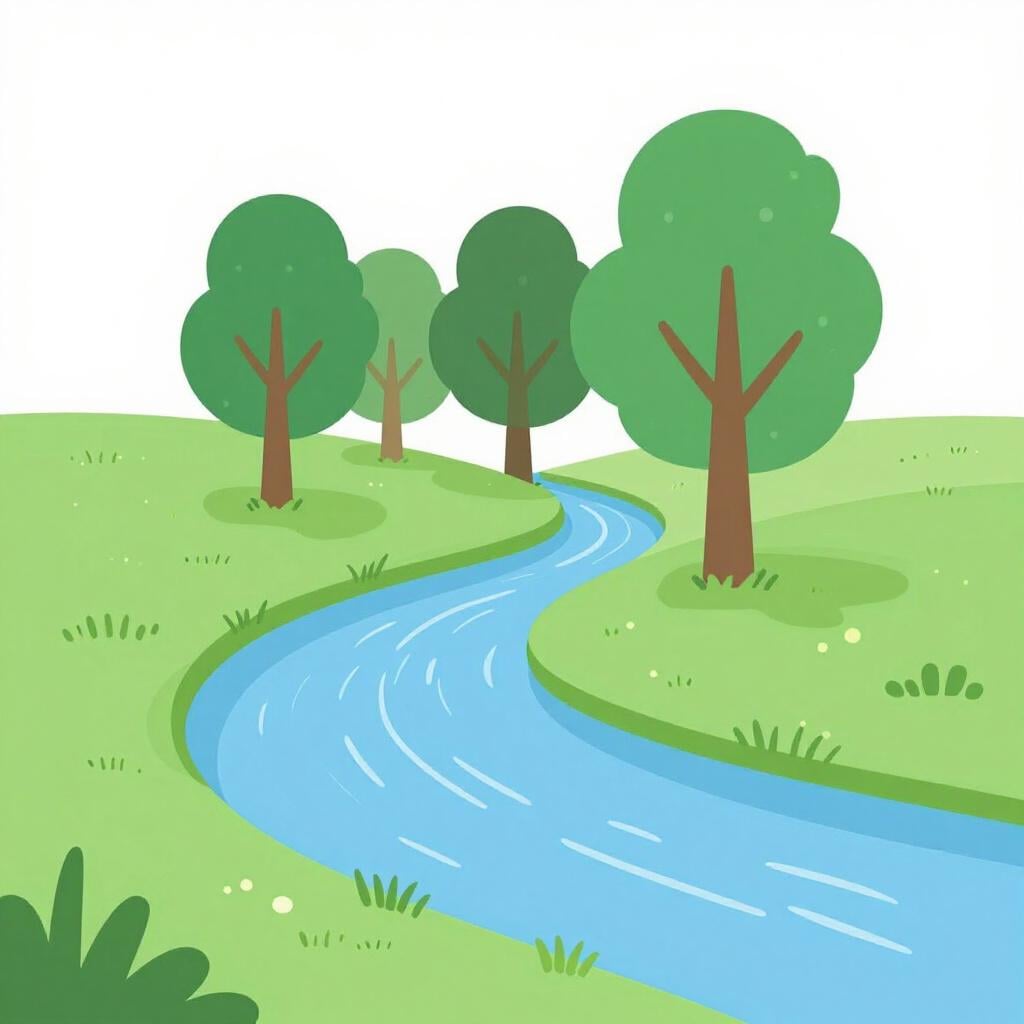 A river overflowing its banks and covering the nearby grass.