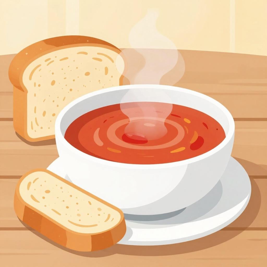 A bowl of soup being served with a side of bread to make the meal complete.