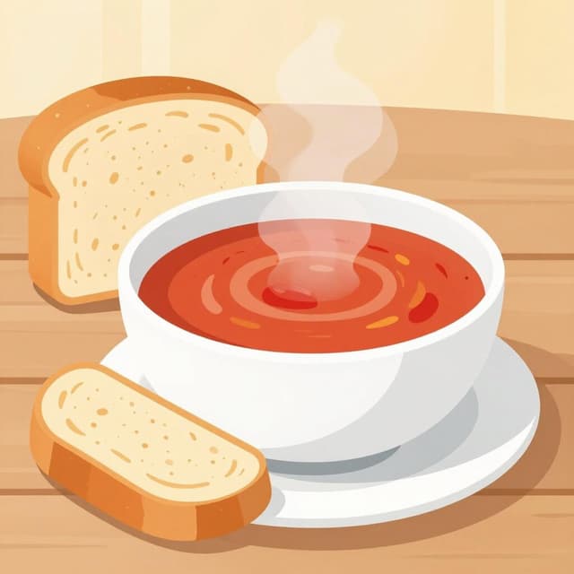A bowl of soup being served with a side of bread to make the meal complete.