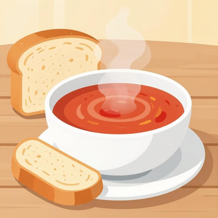 A bowl of soup being served with a side of bread to make the meal complete.