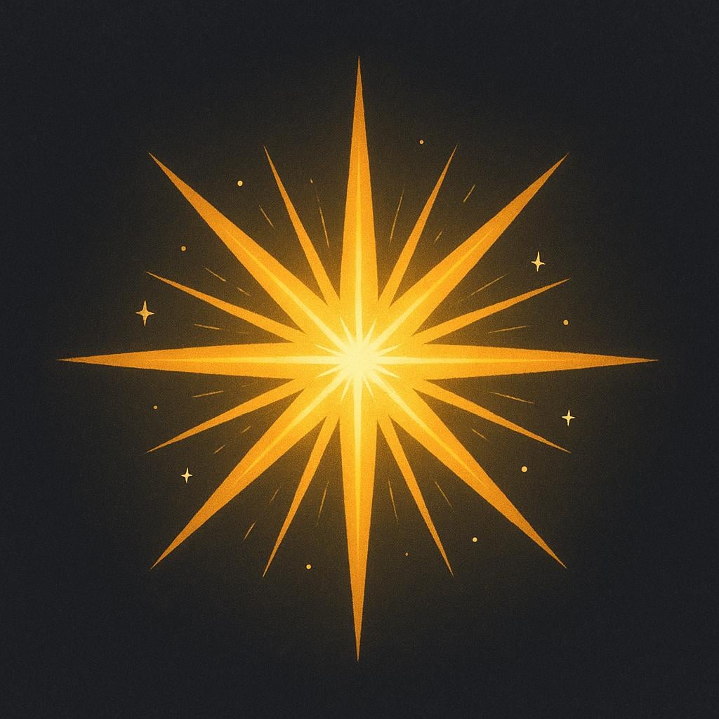 A sudden, brilliant golden starburst flash illuminates a dark scene, symbolizing a brief moment in time.