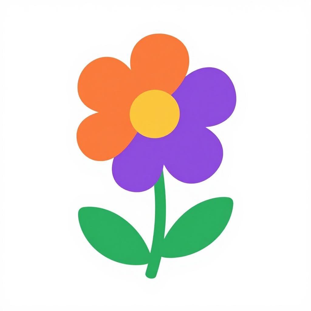 一本の茎から、オレンジと紫の2色で咲くユニークな花。