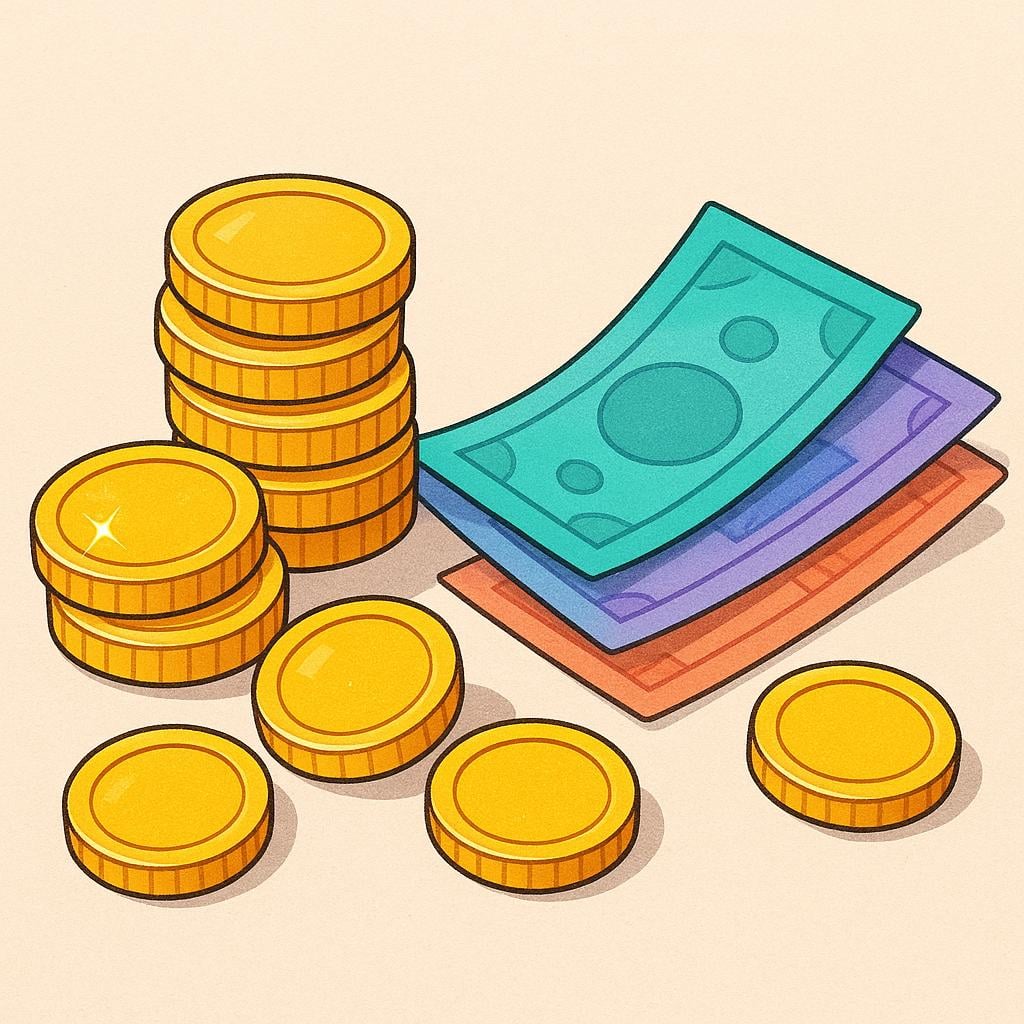 A small pile of shiny gold coins and colorful banknotes representing the lira currency.