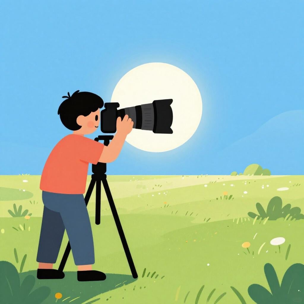 Une personne tenant un appareil photo sur un trépied, visant l'objectif vers un magnifique coucher de soleil.