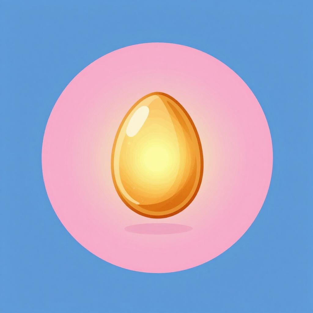 Ein winziger, leuchtender, samenartiger Funke in einem weichen, warmen, schützenden Kreis.