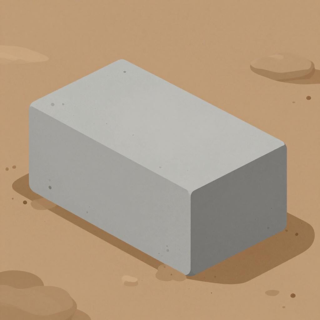 A solid gray block of concrete sitting on a construction site.