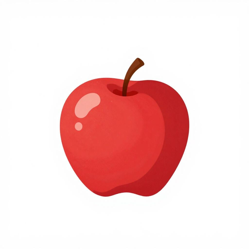 A single bright red apple sitting alone in the center of a clean white surface.