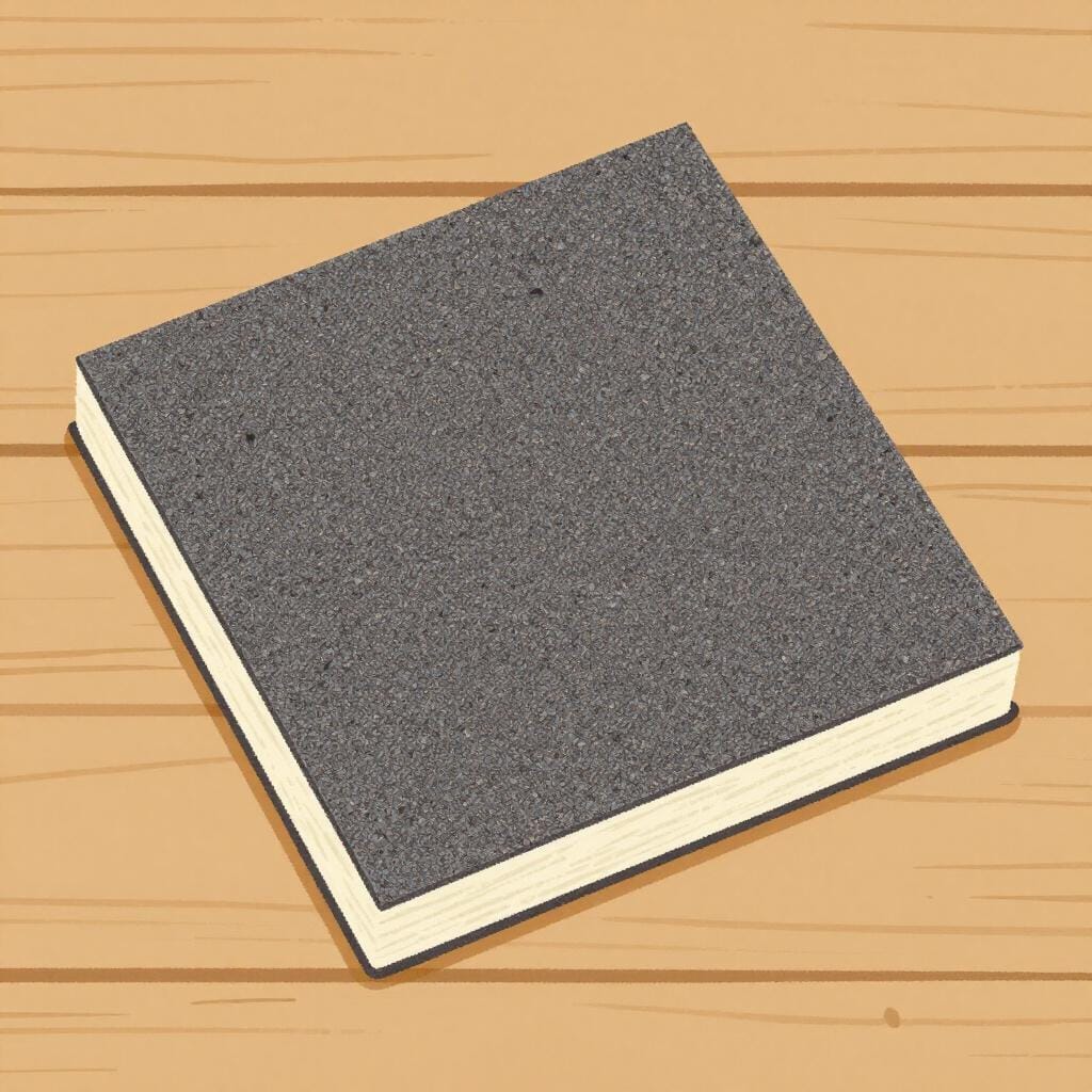En närbild av ett stycke grovt sandpapper med en kornig, ojämn yta.