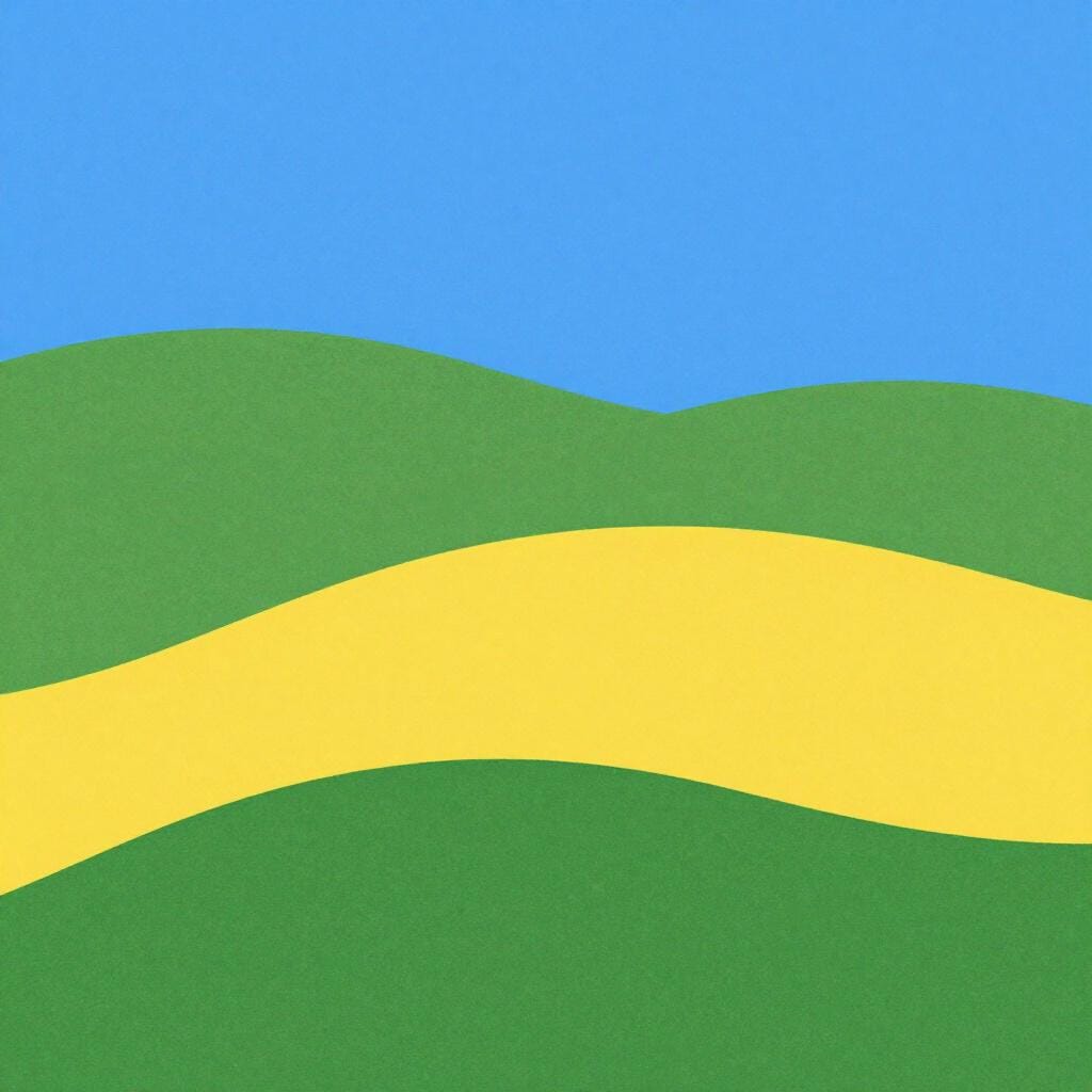 A visual representation of a curved hill with the area underneath it shaded in a bright color.