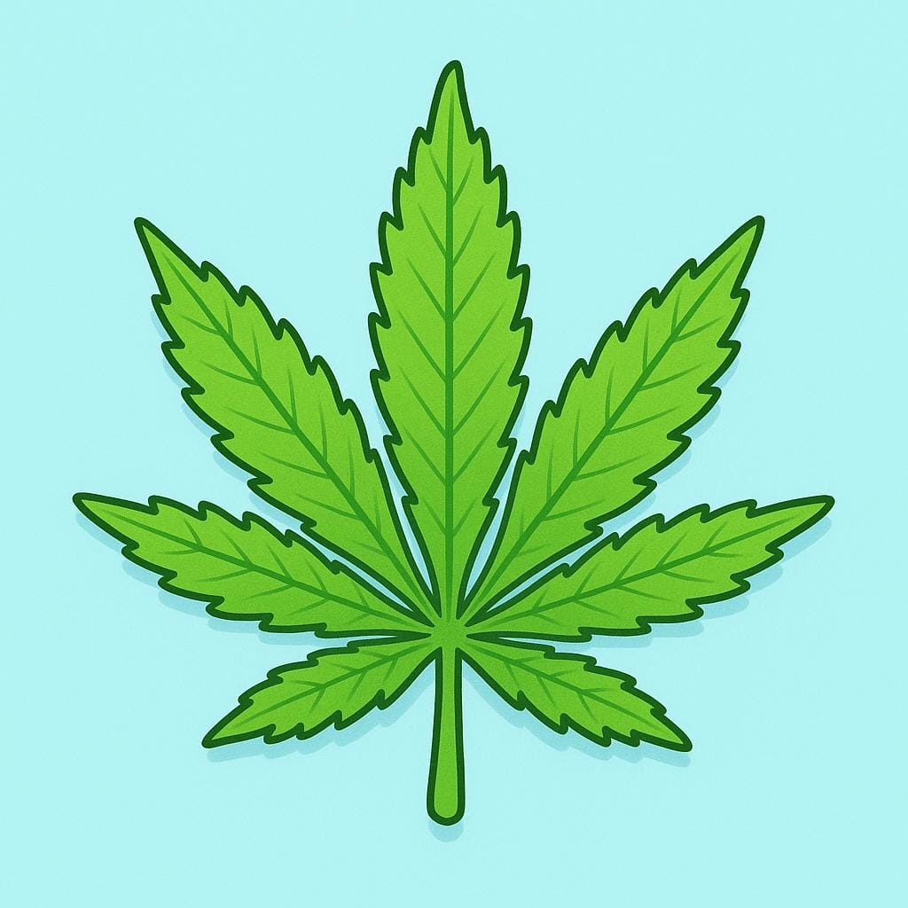 A distinct, single seven-pointed cannabis leaf.