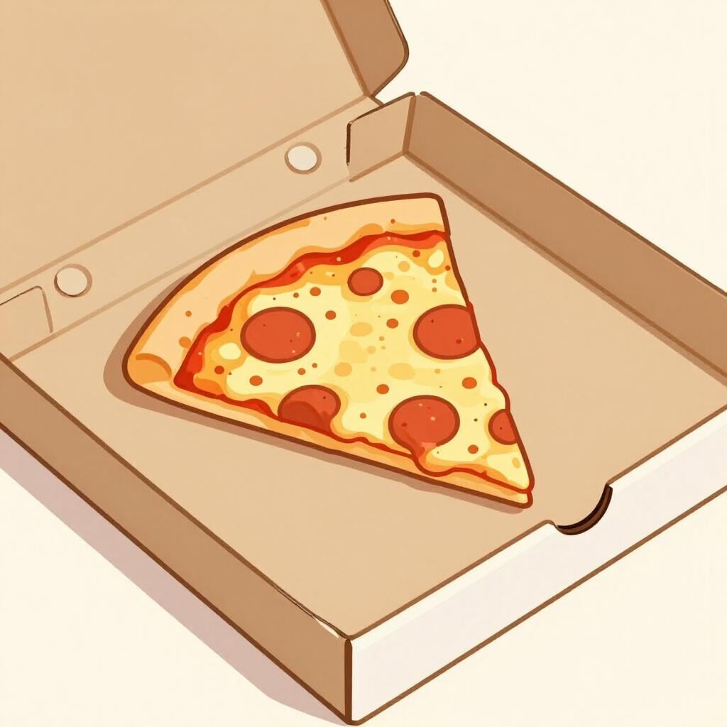 A partially eaten pizza with one slice left in the box.