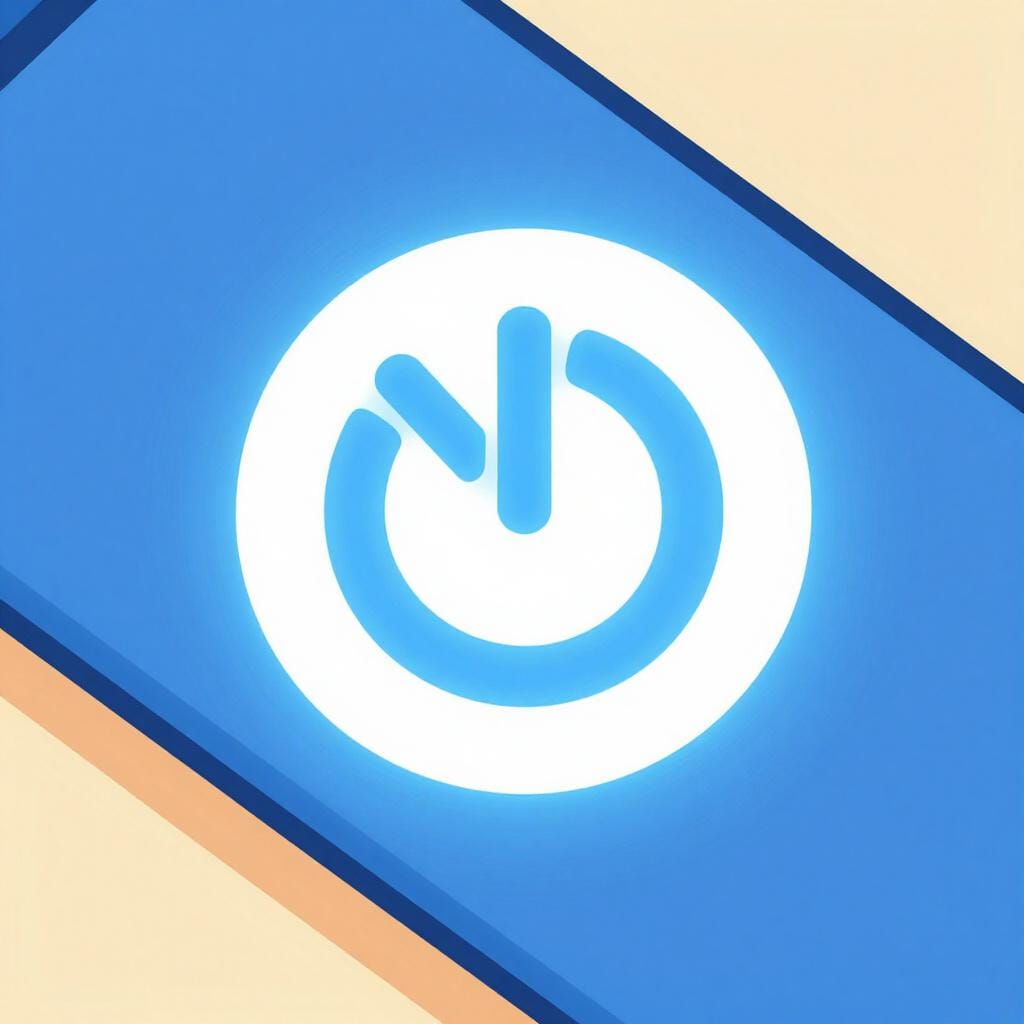A glowing power icon button on a sleek electronic device.