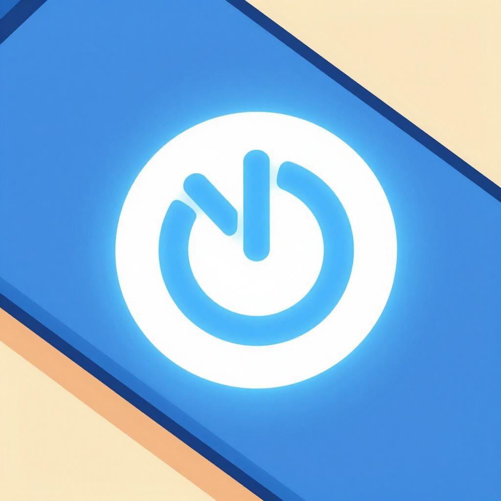 A glowing power icon button on a sleek electronic device.