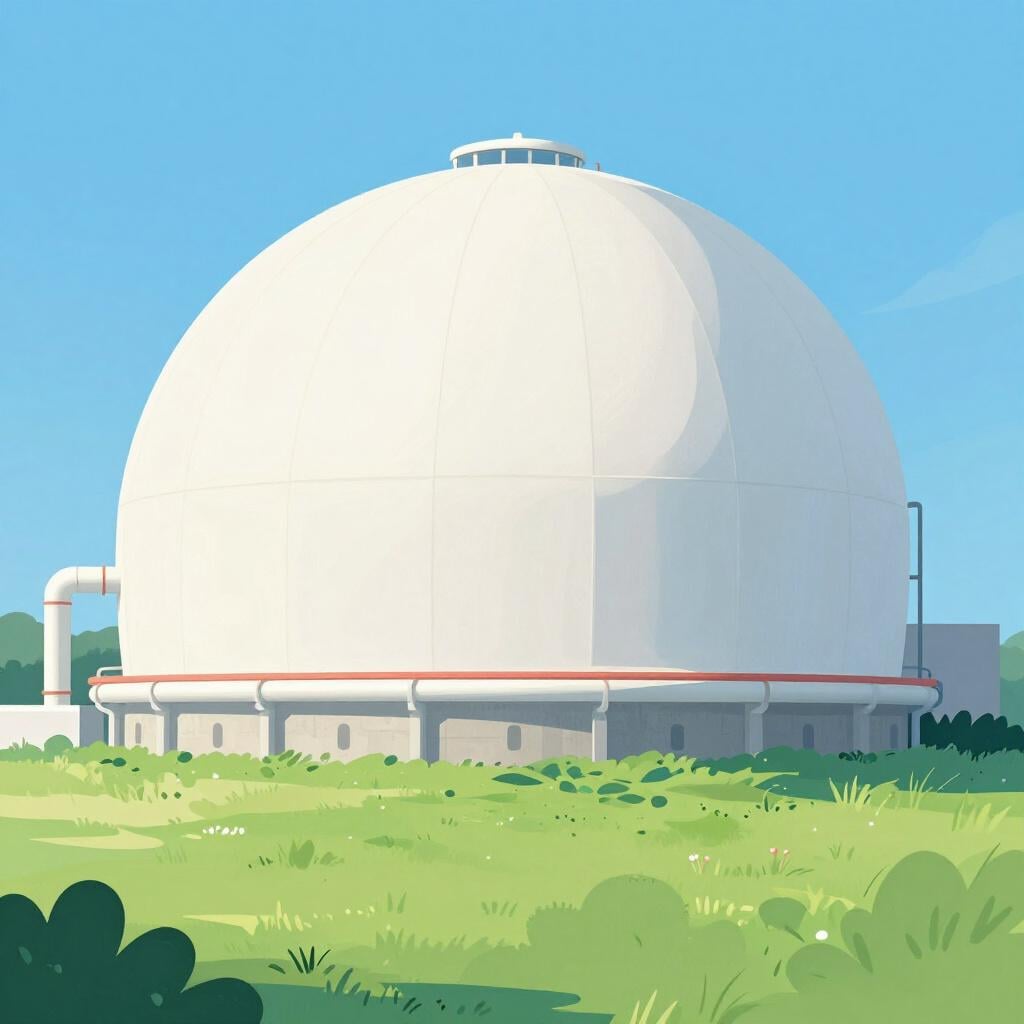 A large industrial dome structure representing a nuclear reactor.