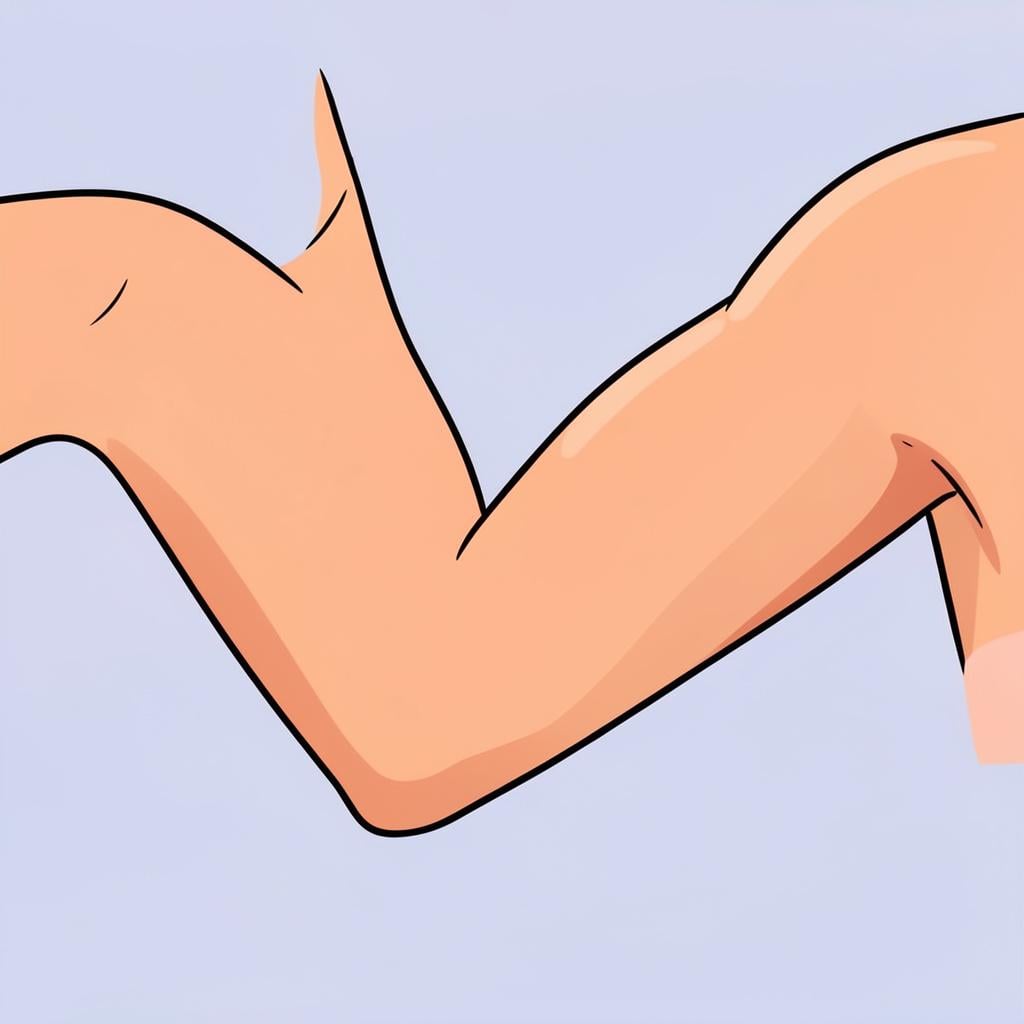 A close-up of a person's bent arm showing the elbow area.