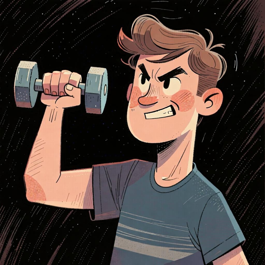 A person confidently lifting a small weight, showing their ability.